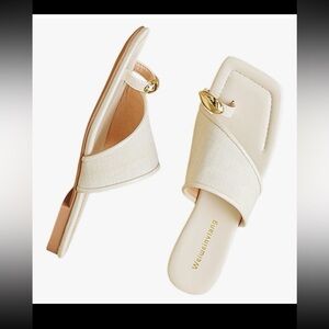 Women'S Summer Flat Sandals, Fashionable Square Toe Comfortable And Versatile 39